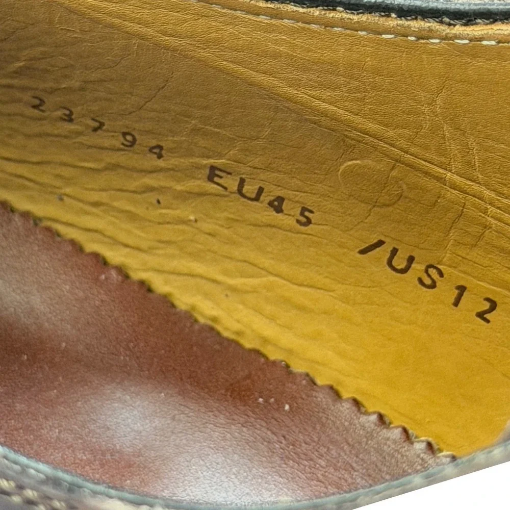 Magnanni Derby Shoes Melich III 12M $625 Brown Painted Grained Leather 23794